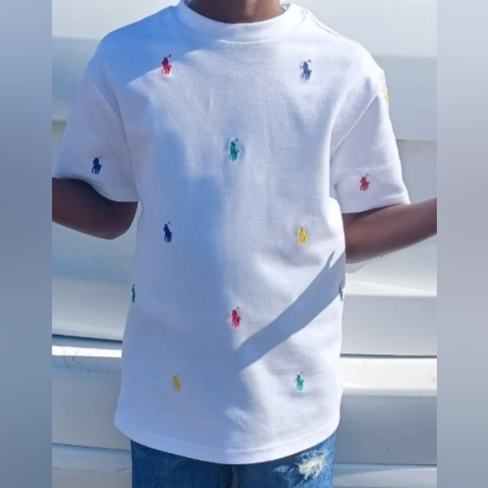 Polo by Ralph Lauren Kids White Tee with Colorful Pony Accents